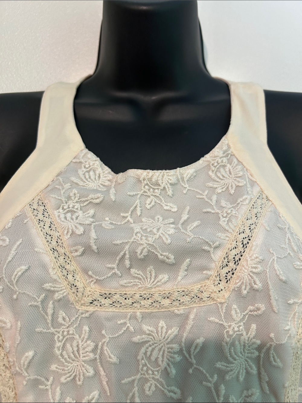 American Eagle Outfitters Lace Overlay Mini Dress in Cream, Zip, Straps Size 6 - Picture 6 of 6